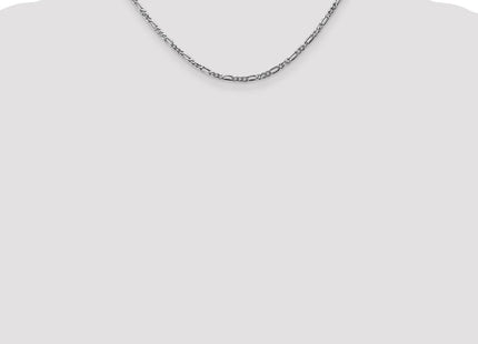 14K White Gold Flat Figaro with Lobster Clasp Chain (Style WFIG070-16)