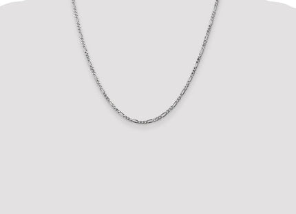 14K White Gold Flat Figaro with Lobster Clasp Chain (Style WFIG070-20)