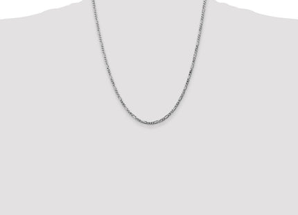 14K White Gold Flat Figaro with Lobster Clasp Chain (Style WFIG070-22)