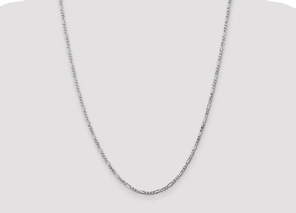 14K White Gold Flat Figaro with Lobster Clasp Chain (Style WFIG070-24)