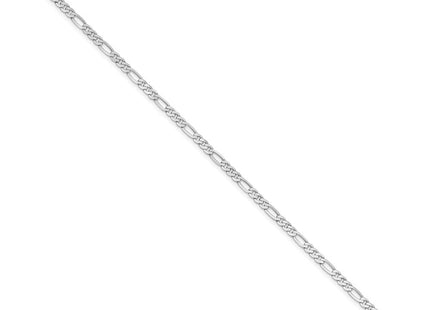 14K White Gold Flat Figaro with Lobster Clasp Bracelet (Style WFIG070-7)