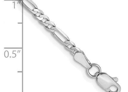14K White Gold Flat Figaro with Lobster Clasp Bracelet (Style WFIG070-7)