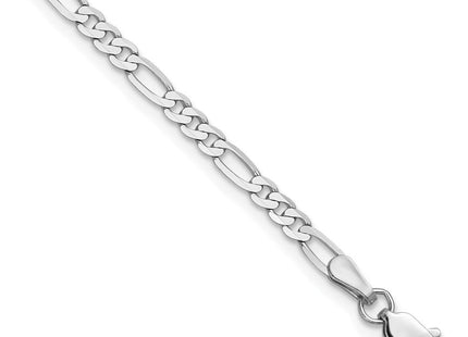 14K White Gold Flat Figaro with Lobster Clasp Bracelet (Style WFIG070-7)