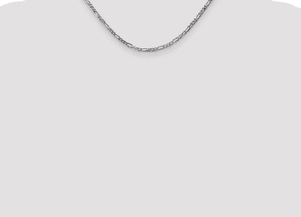 14K White Gold Flat Figaro with Lobster Clasp Chain (Style WFIG080-16)