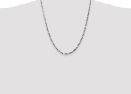 14K White Gold Flat Figaro with Lobster Clasp Chain (Style WFIG080-22)