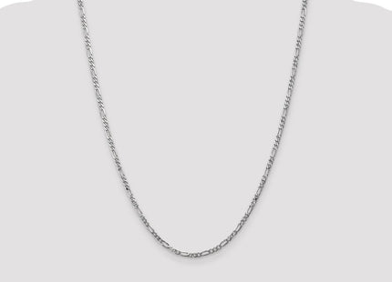 14K White Gold Flat Figaro with Lobster Clasp Chain (Style WFIG080-24)