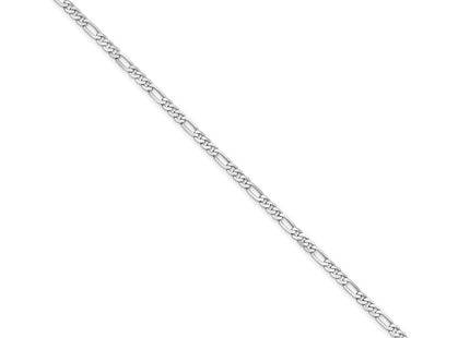 14K White Gold Flat Figaro with Lobster Clasp Bracelet (Style WFIG080-7)