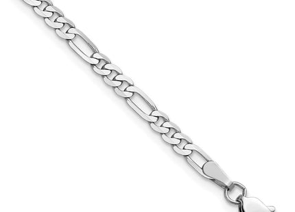 14K White Gold Flat Figaro with Lobster Clasp Bracelet (Style WFIG080-7)