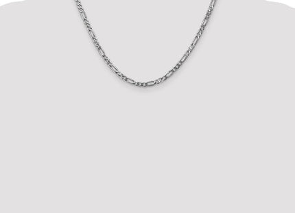 14K White Gold Flat Figaro with Lobster Clasp Chain (Style WFIG100-18)