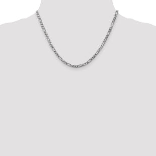 14K White Gold Flat Figaro with Lobster Clasp Chain (Style WFIG100-18)