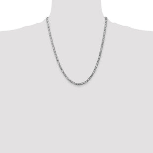 14K White Gold Flat Figaro with Lobster Clasp Chain (Style WFIG100-22)