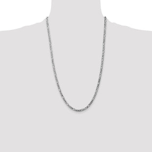 14K White Gold Flat Figaro with Lobster Clasp Chain (Style WFIG100-26)