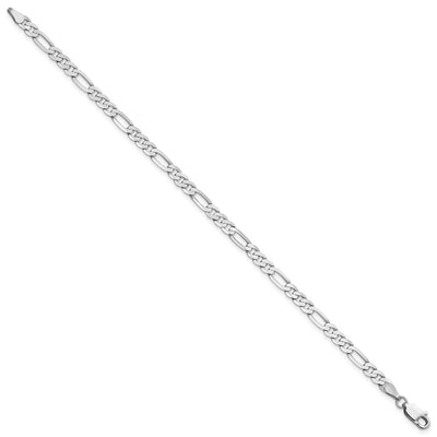 14K White Gold Flat Figaro with Lobster Clasp Bracelet, 7 x 4mm