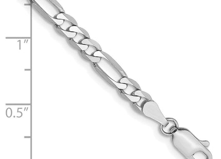 14K White Gold Flat Figaro with Lobster Clasp Bracelet (Style WFIG100-7)