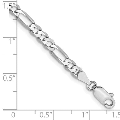 14K White Gold Flat Figaro with Lobster Clasp Bracelet, 7 x 4mm