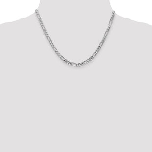 14K White Gold Flat Figaro with Lobster Clasp Chain (Style WFIG120-18)
