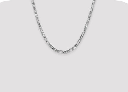 14K White Gold Flat Figaro with Lobster Clasp Chain (Style WFIG120-20)