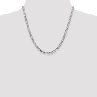 14K White Gold Flat Figaro with Lobster Clasp Chain (Style WFIG120-20)