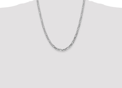 14K White Gold Flat Figaro with Lobster Clasp Chain (Style WFIG120-22)
