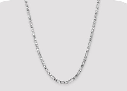 14K White Gold Flat Figaro with Lobster Clasp Chain (Style WFIG120-24)
