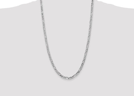 14K White Gold Flat Figaro with Lobster Clasp Chain (Style WFIG120-26)