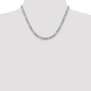 14K White Gold Flat Figaro with Lobster Clasp Chain (Style WFIG140-18)