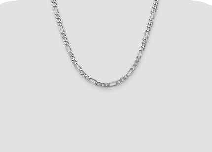 14K White Gold Flat Figaro with Lobster Clasp Chain (Style WFIG140-20)