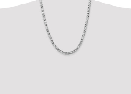 14K White Gold Flat Figaro with Lobster Clasp Chain (Style WFIG140-22)