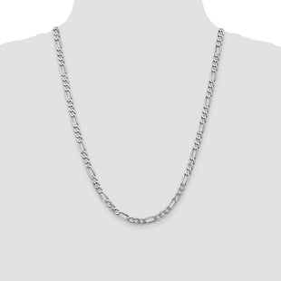 14K White Gold Flat Figaro with Lobster Clasp Chain (Style WFIG140-24)