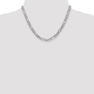 14K White Gold Flat Figaro with Lobster Clasp Chain (Style WFIG160-18)