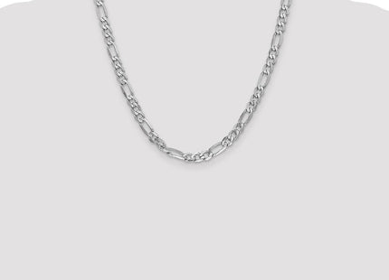 14K White Gold Flat Figaro with Lobster Clasp Chain (Style WFIG160-20)