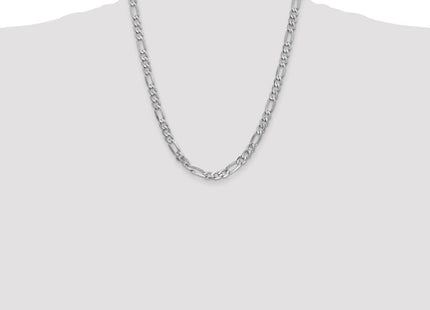 14K White Gold Flat Figaro with Lobster Clasp Chain (Style WFIG160-22)