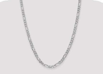 14K White Gold Flat Figaro with Lobster Clasp Chain (Style WFIG160-24)