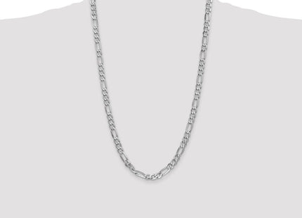 14K White Gold Flat Figaro with Lobster Clasp Chain (Style WFIG160-26)