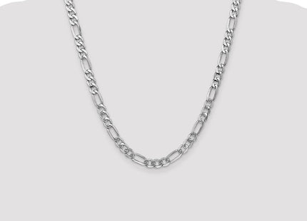 14K White Gold Flat Figaro with Lobster Clasp Chain (Style WFIG180-22)