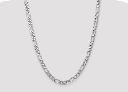 14K White Gold Flat Figaro with Lobster Clasp Chain (Style WFIG180-24)