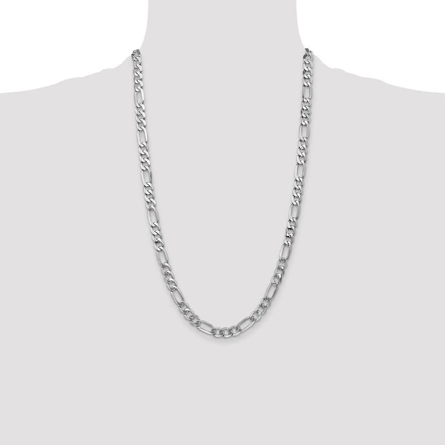 14K White Gold Flat Figaro with Lobster Clasp Chain