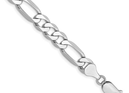 14K White Gold Flat Figaro with Lobster Clasp Bracelet (Style WFIG180-8)