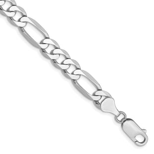 14K White Gold Flat Figaro with Lobster Clasp Bracelet (Style WFIG180-8)