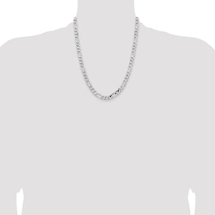 14K White Gold Flat Figaro with Lobster Clasp Chain (Style WFIG200-22)