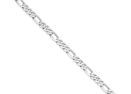 14K White Gold Flat Figaro with Lobster Clasp Bracelet, 8 x 7.5mm