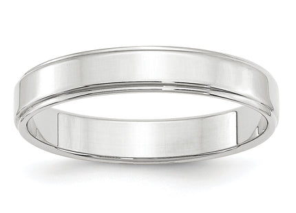 14k White Gold Flat with Step Edge Wedding Band
