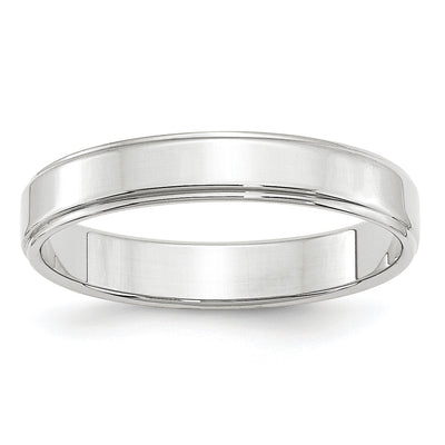 14K White Gold Flat with Step Edge Wedding Band