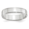 14k White Gold Flat with Step Edge Wedding Band Size 8.5