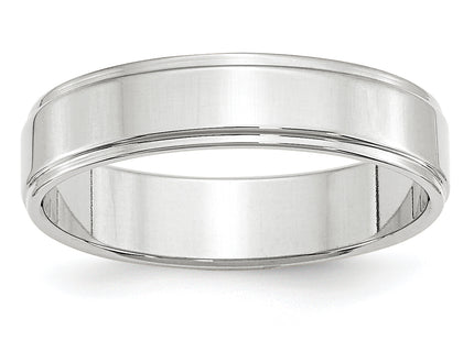 14k White Gold Flat with Step Edge Wedding Band