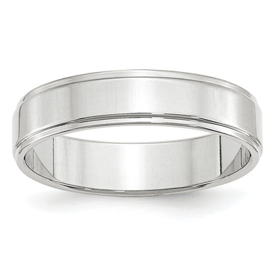 14K White Gold Flat with Step Edge Wedding Band