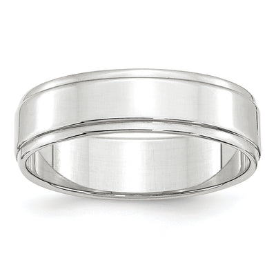 14K White Gold Flat with Step Edge Wedding Band