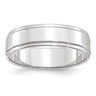 14k White Gold Flat with Step Edge Wedding Band Size 7.5