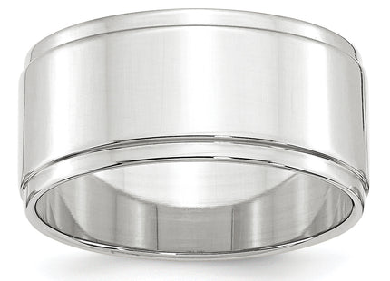 14k White Gold Flat with Step Edge Wedding Band