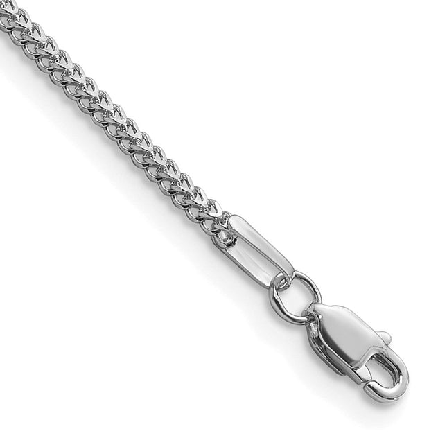 14K White Gold Franco with Lobster Clasp Bracelet, 7 x 1.3mm